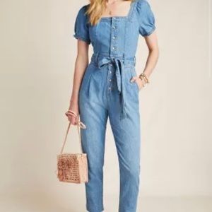 Anthropologie Pilcro Square Necked Denim Jumpsuit US 12 UK 16 EU44